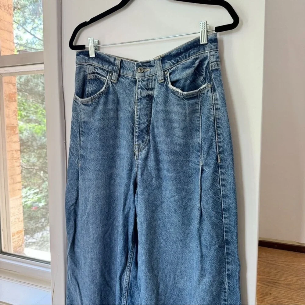 Free People Old West Slouchy Wide-Leg Jeans Blue 28
